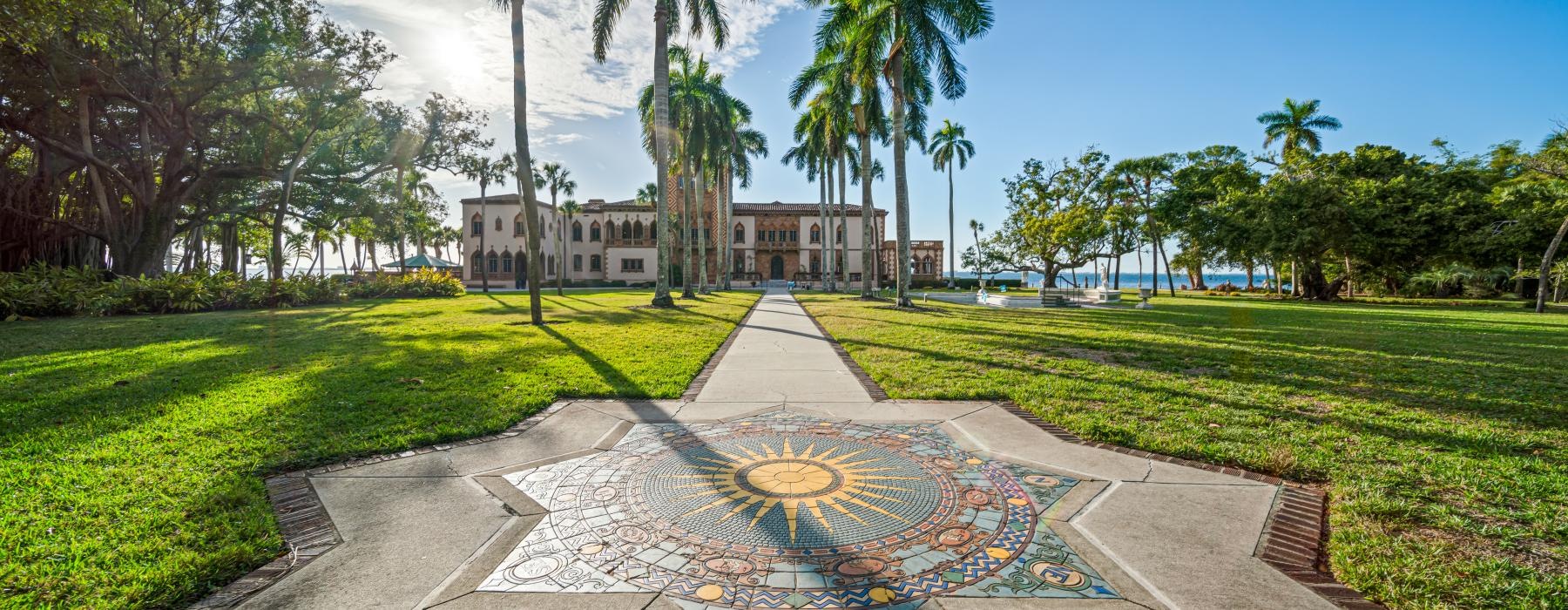 Close to the center of everything a path with grass and trees